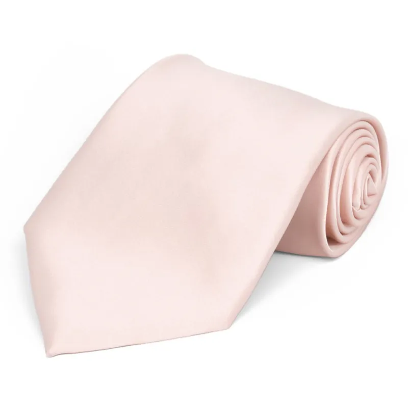 Princess Pink Premium Extra Long Solid Color Necktie made by TieMart