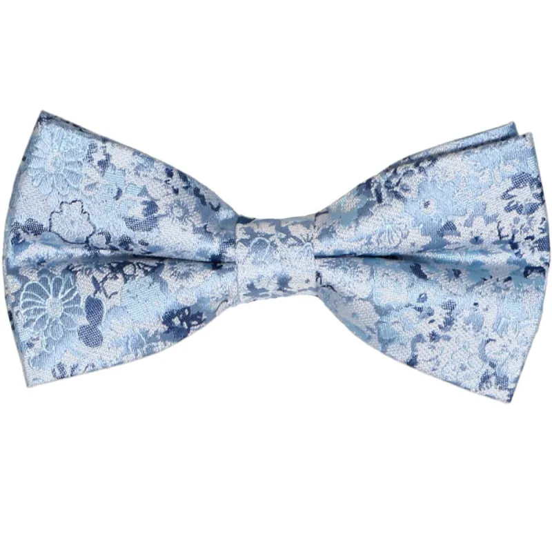 Steel Blue Member Floral Silk/Viscose Bow Tie sold by TieMart