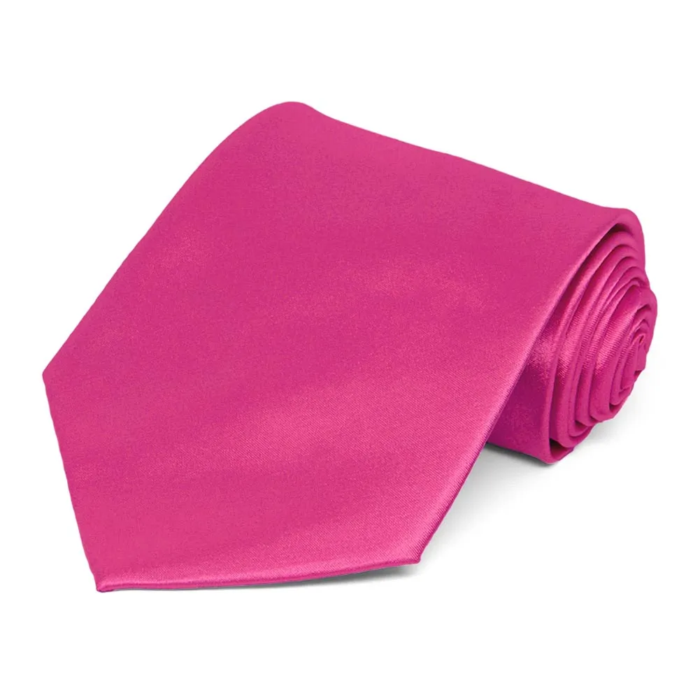 Bright Fuchsia Extra Long Solid Color Necktie sold by TieMart