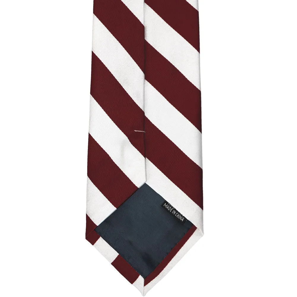 Burgundy and White Extra Long Striped Tie sold by TieMart product image thumbnail 4