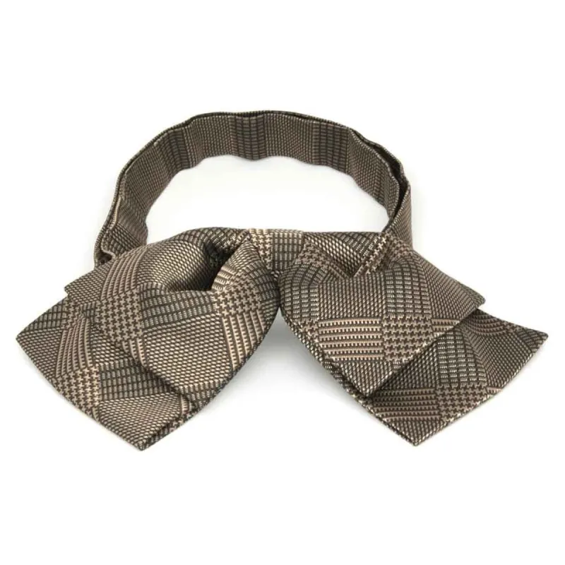 Toffee Brown Michael Glen Plaid Floppy Bow Tie sold by TieMart