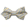Dark Silver George Plaid Diamond Tip Bow Tie sold by TieMart