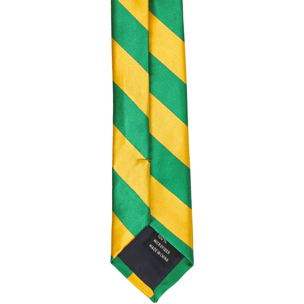 Kelly Green and Golden Yellow Striped Skinny Tie, 2" Width sold by TieMart product image thumbnail 4