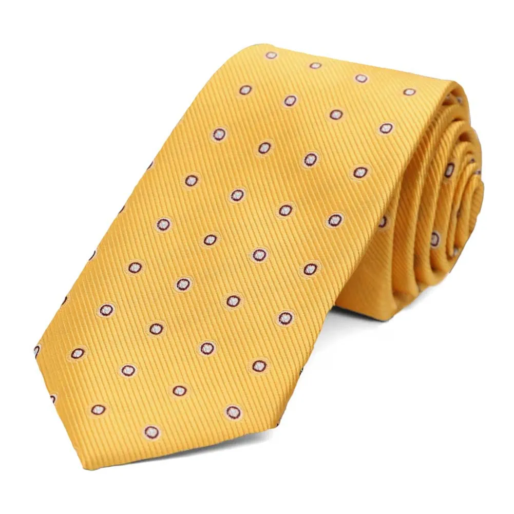 Golden Yellow Willoughby Dotted Slim Necktie sold by TieMart