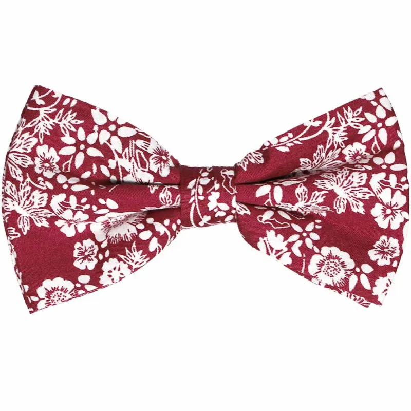 Burgundy Calabasas Floral Bow Tie sold by TieMart