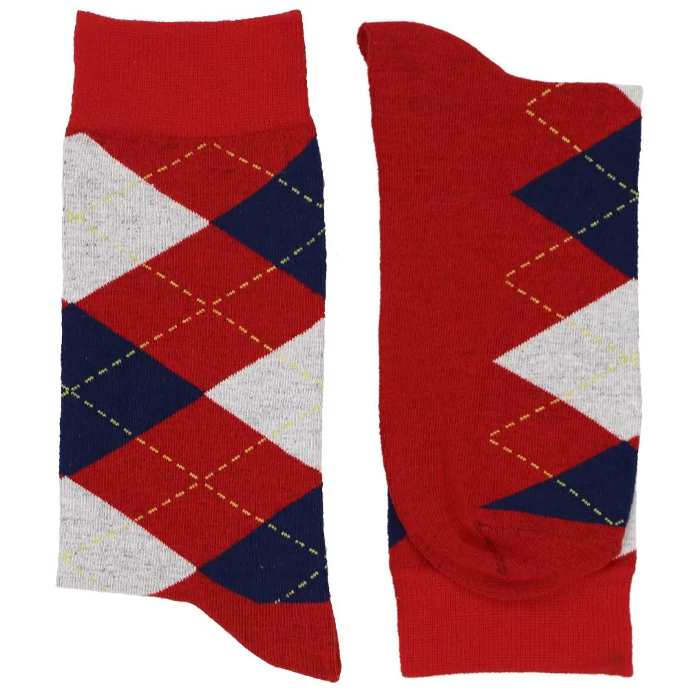 Men's Red and Navy Blue Argyle Socks sold by TieMart product image thumbnail 2