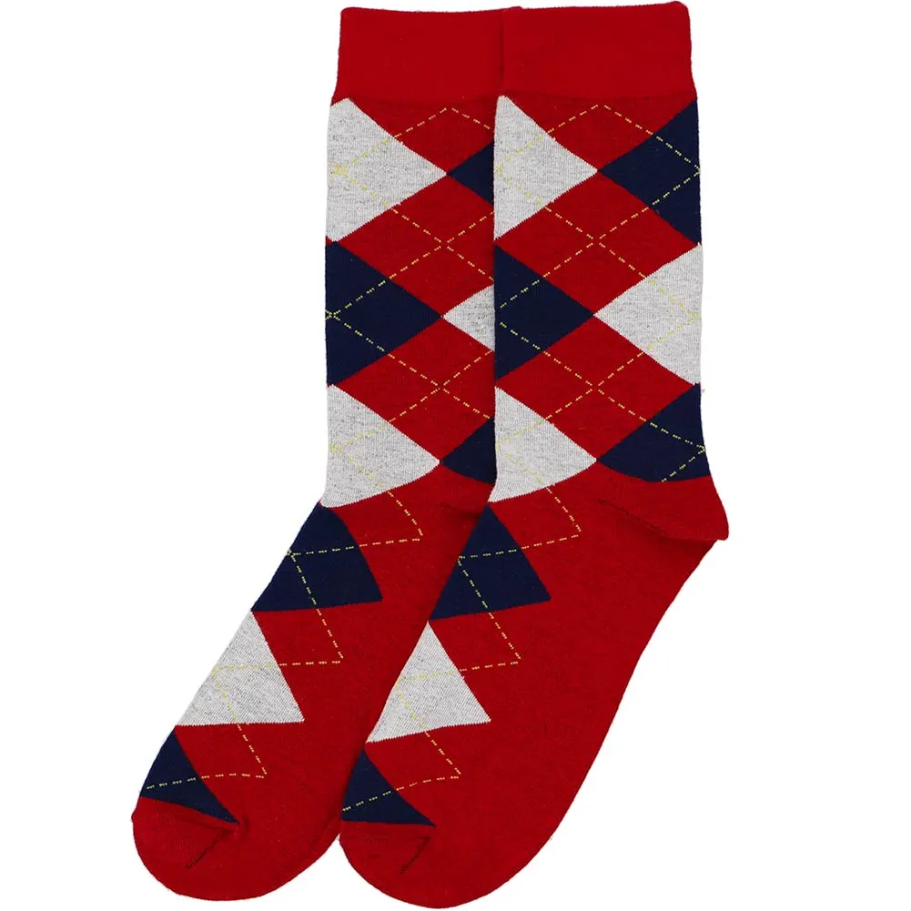 Men's Red and Navy Blue Argyle Socks sold by TieMart product image thumbnail 3