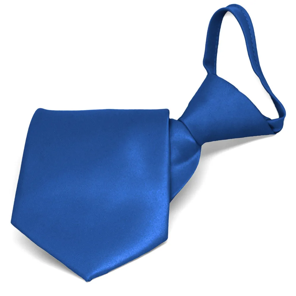Basic Blue Solid Color Zipper Tie sold by TieMart