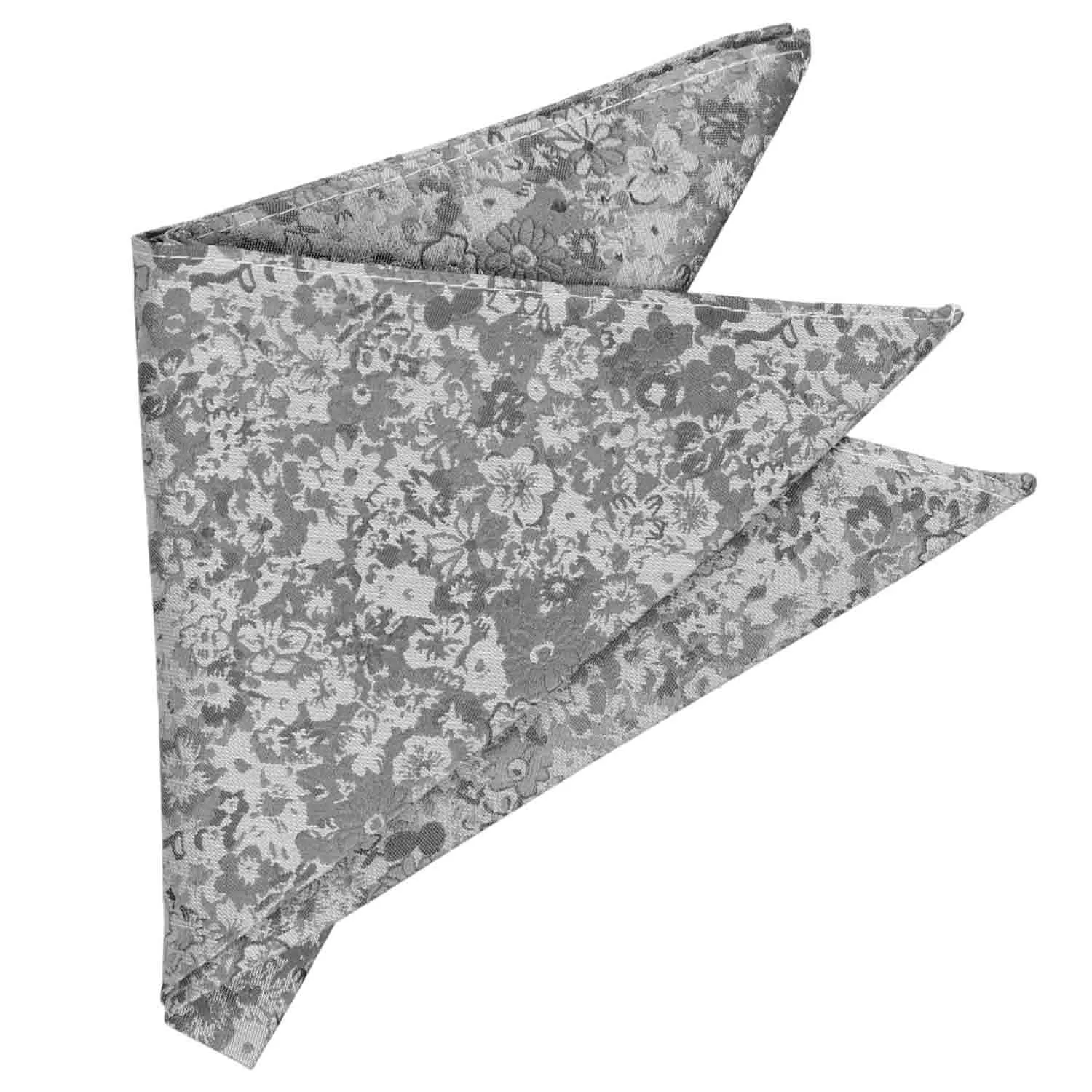Gray Member Floral Silk/Viscose Pocket Square sold by TieMart product image thumbnail 2