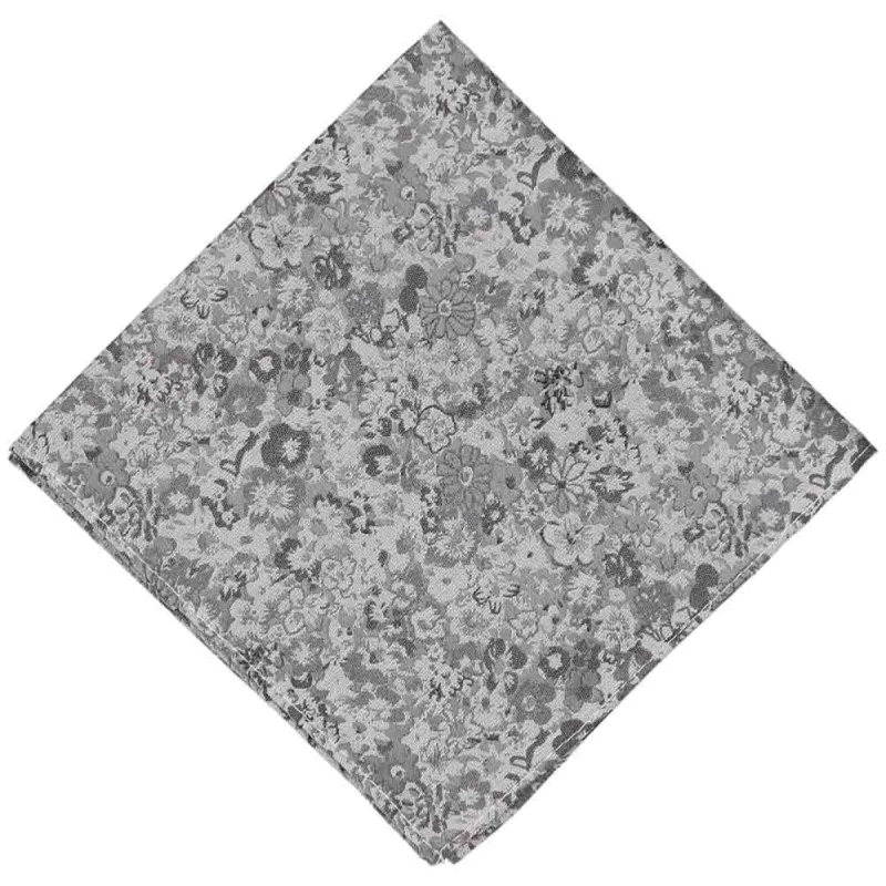 Gray Member Floral Silk/Viscose Pocket Square sold by TieMart