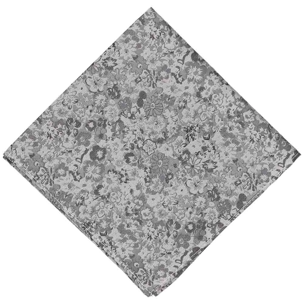 Gray Member Floral Silk/Viscose Pocket Square sold by TieMart