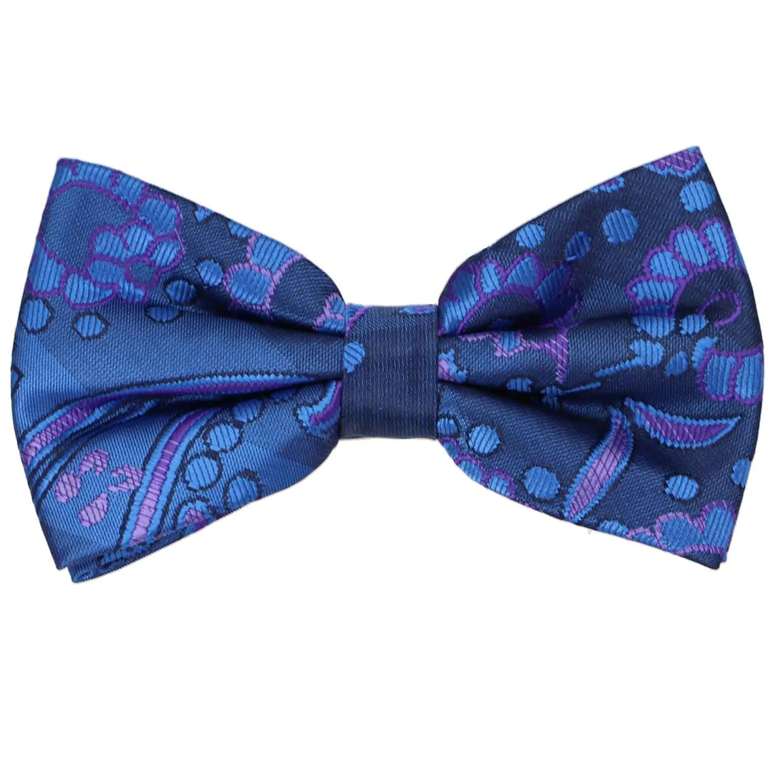 Royal Blue and Purple Fleming Paisley Bow Tie sold by TieMart