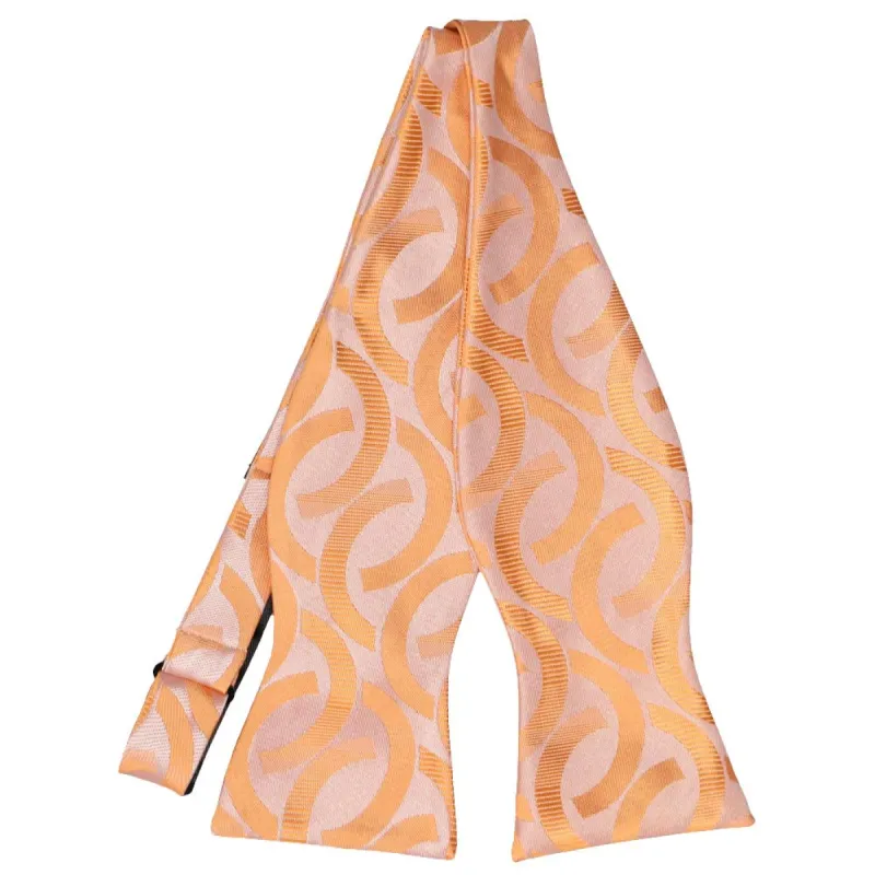 Bright Tangerine Kay Link Pattern Self-Tie Bow Tie sold by TieMart