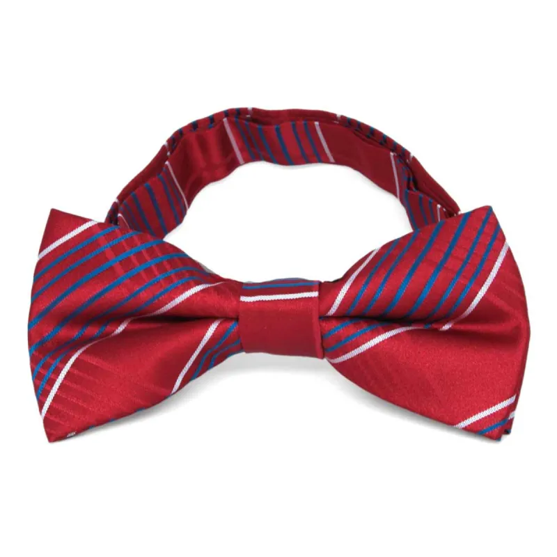 Dark Red Jeffrey Plaid Band Collar Bow Tie sold by TieMart