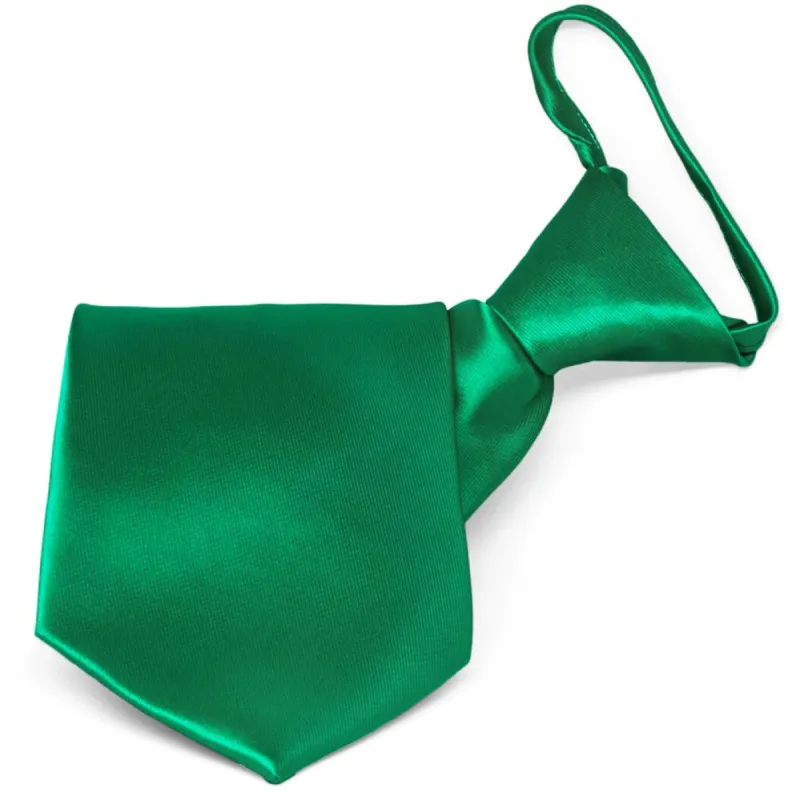 Kelly Green Solid Color Zipper Tie sold by TieMart