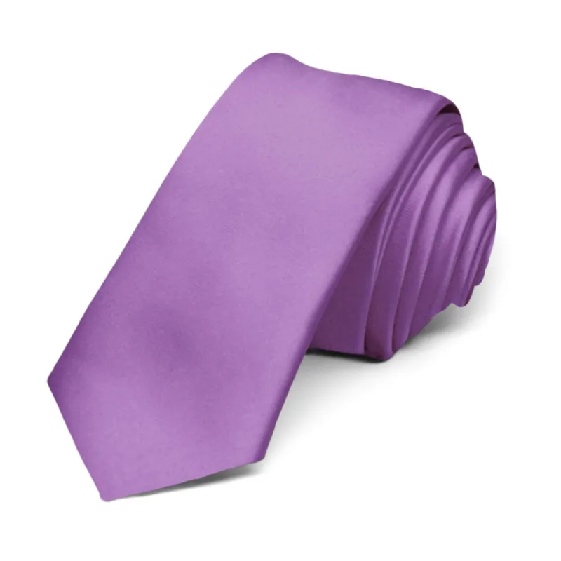 Antique Lilac Skinny Solid Color Necktie, 2" Width sold by TieMart