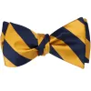 Navy Blue and Gold Bar Striped Self-Tie Bow Tie sold by TieMart