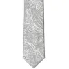Mercury Silver Clara Paisley Slim Necktie, 2.5" Width sold by TieMart