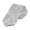 Mercury Silver Clara Paisley Slim Necktie, 2.5" Width sold by TieMart