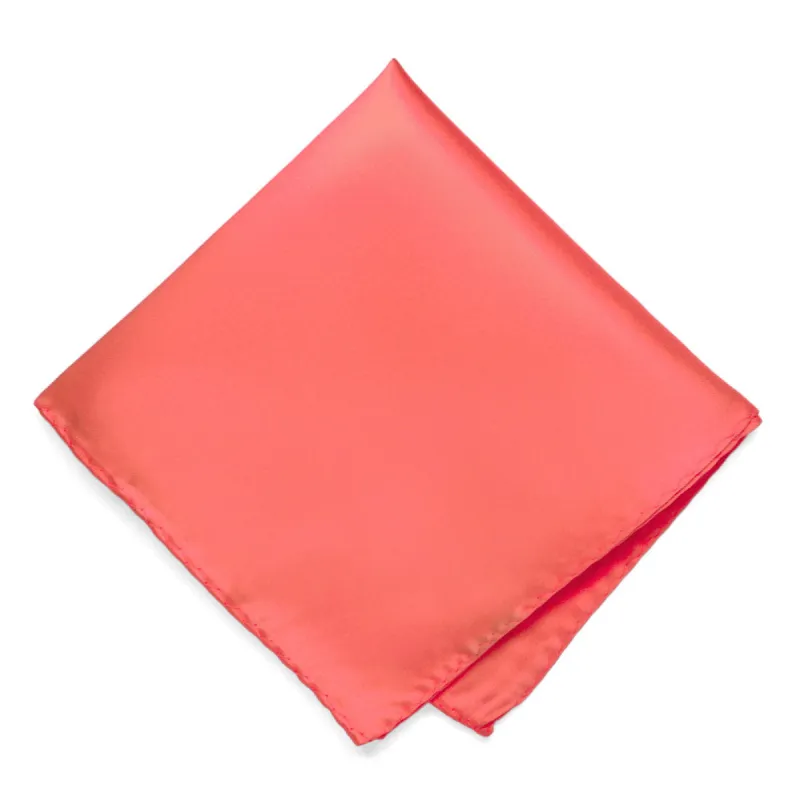Bright Coral Premium Pocket Square sold by TieMart