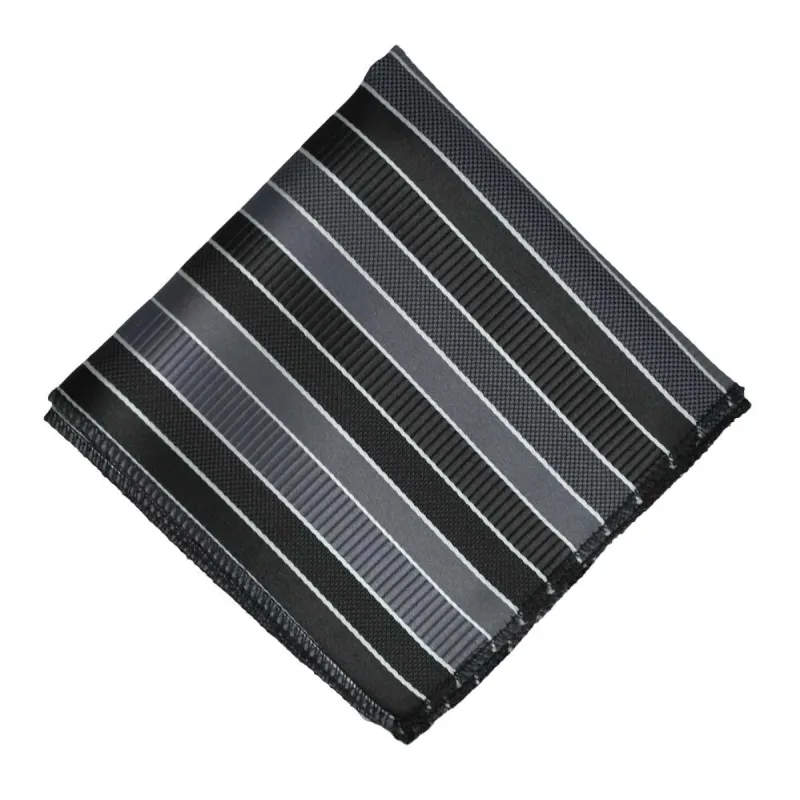 Black Douglas Striped Pocket Square sold by TieMart