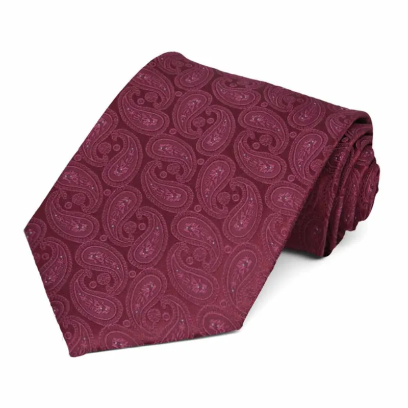 Burgundy Darlene Paisley Necktie sold by TieMart