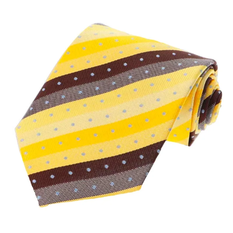 Yellow and Brown Manchester Striped Necktie sold by TieMart