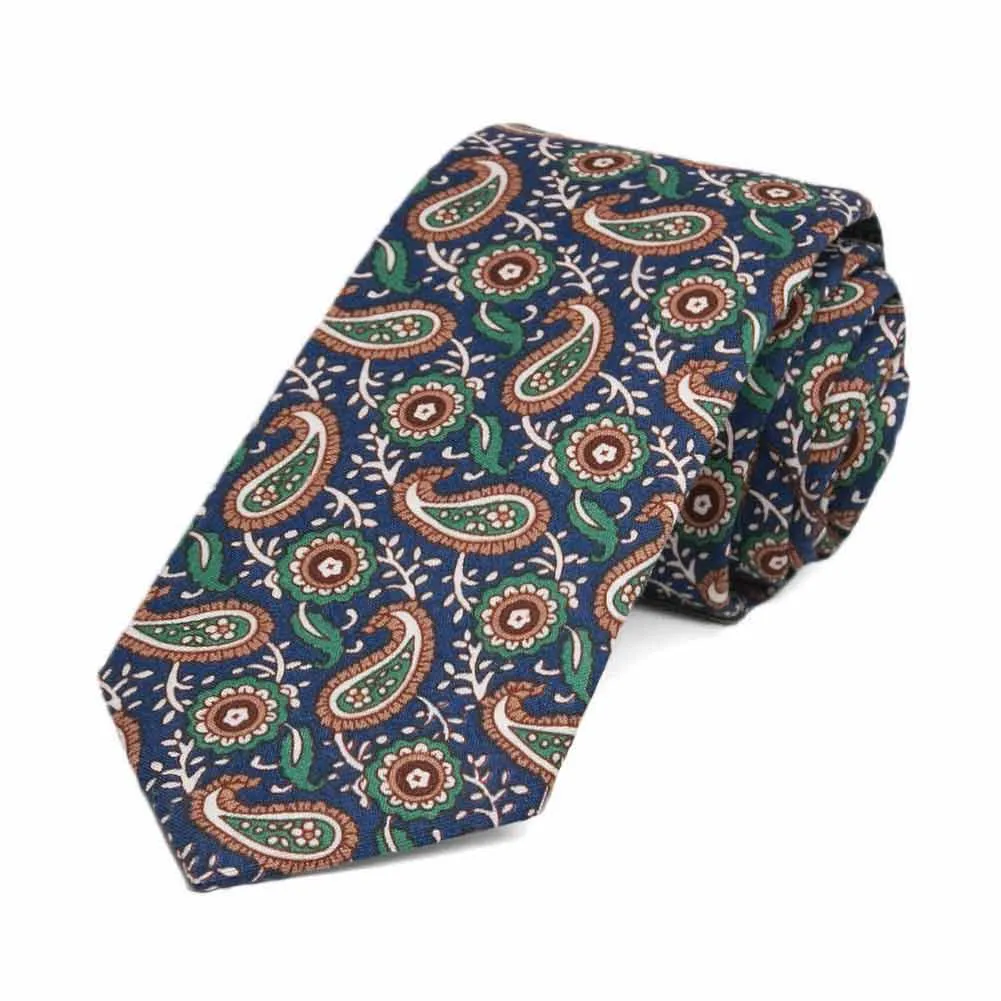 Milpitas Paisley Cotton Slim Tie, 2.5" Width sold by TieMart