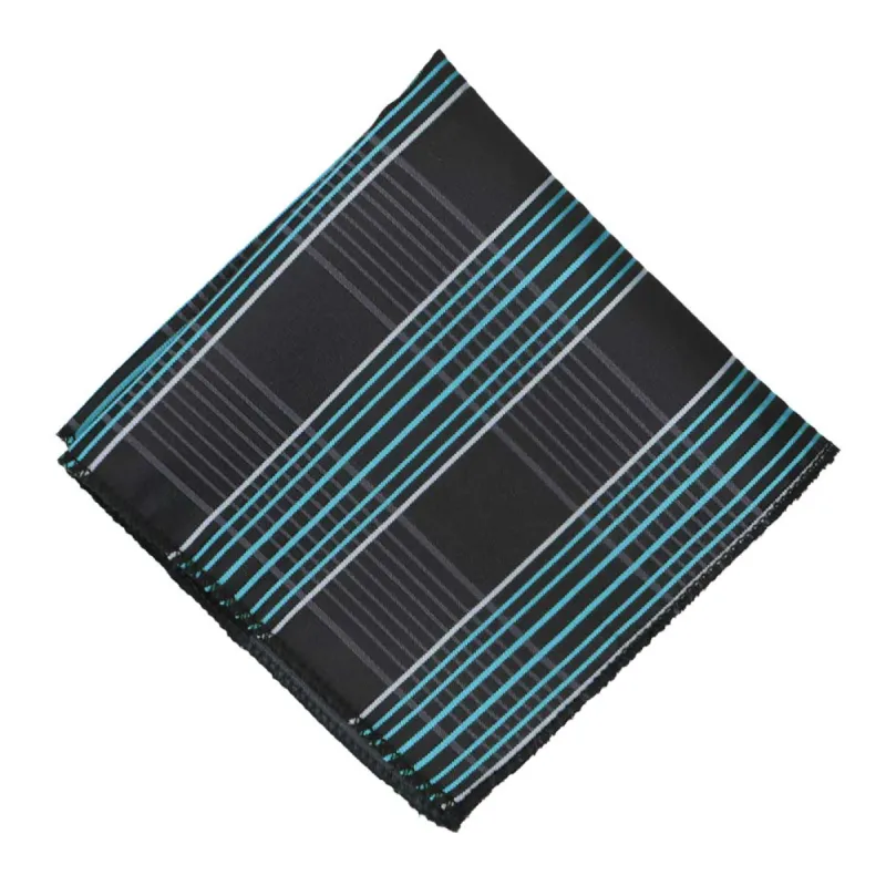 Turquoise Jeffrey Plaid Pocket Square sold by TieMart
