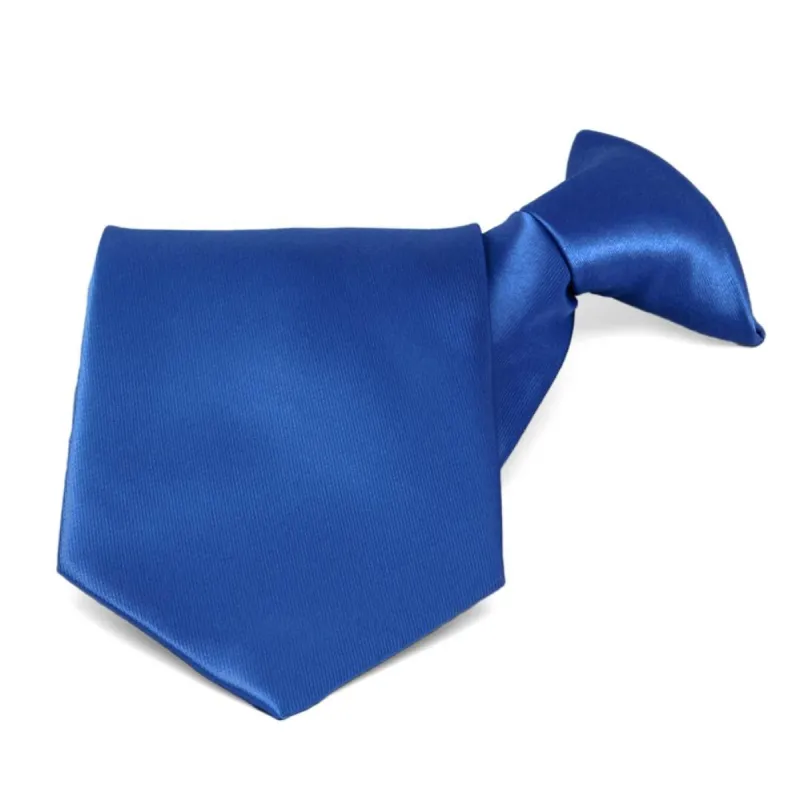 Royal Blue Solid Color Clip-On Tie sold by TieMart