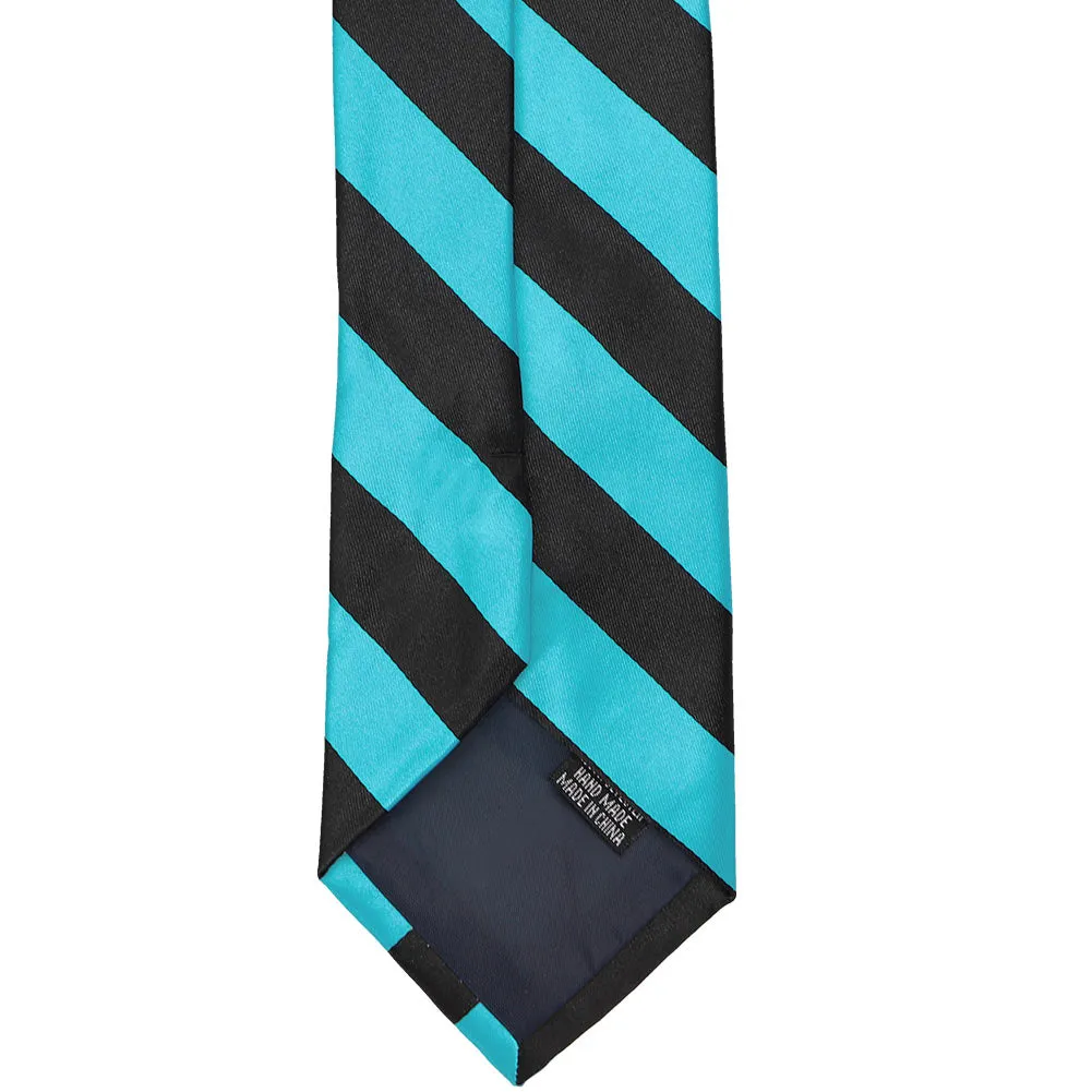 Turquoise and Black Extra Long Striped Tie sold by TieMart product image thumbnail 5