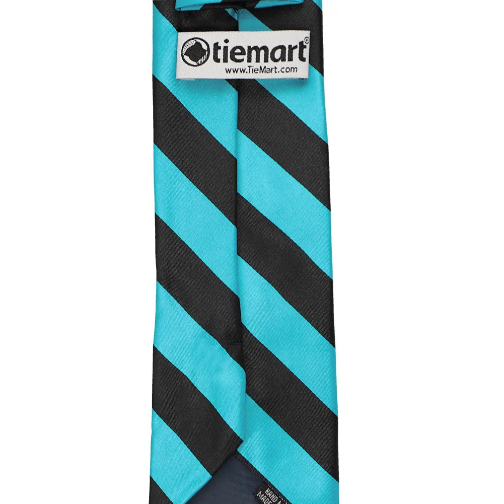 Turquoise and Black Extra Long Striped Tie sold by TieMart product image thumbnail 4