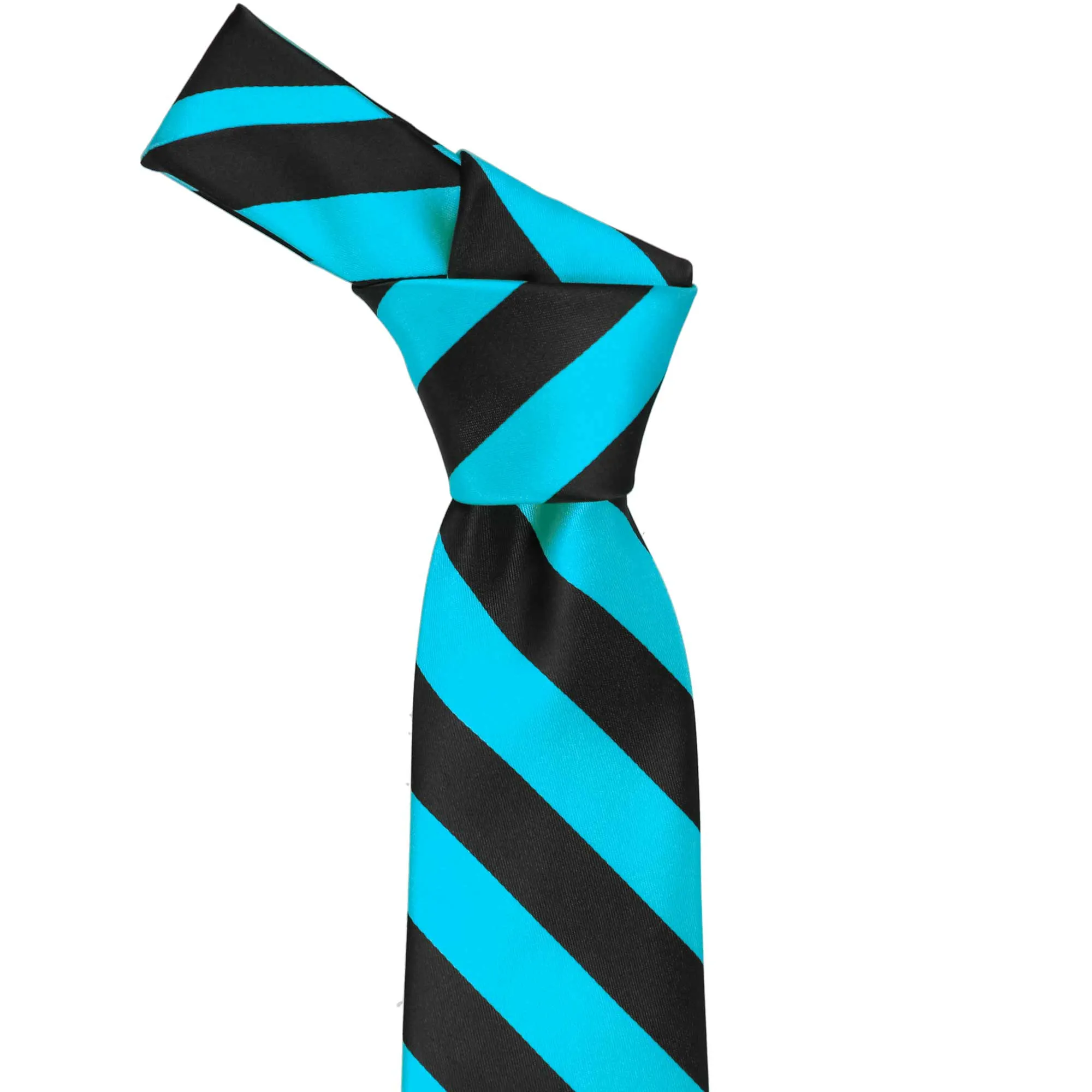 Turquoise and Black Extra Long Striped Tie sold by TieMart product image thumbnail 2