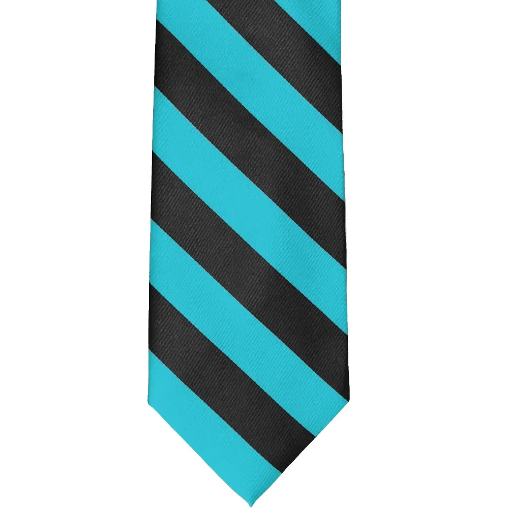 Turquoise and Black Extra Long Striped Tie sold by TieMart product image thumbnail 3