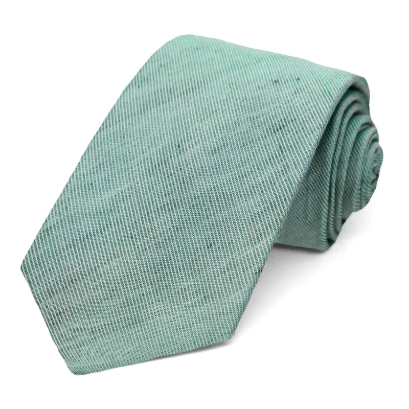 Heathered Eucalyptus Regency Linen/Silk Narrow Necktie, 3" Width sold by TieMart