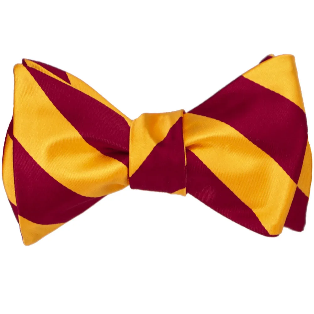 Crimson Red and Golden Yellow Striped Self-Tie Bow Tie sold by TieMart product image thumbnail 2