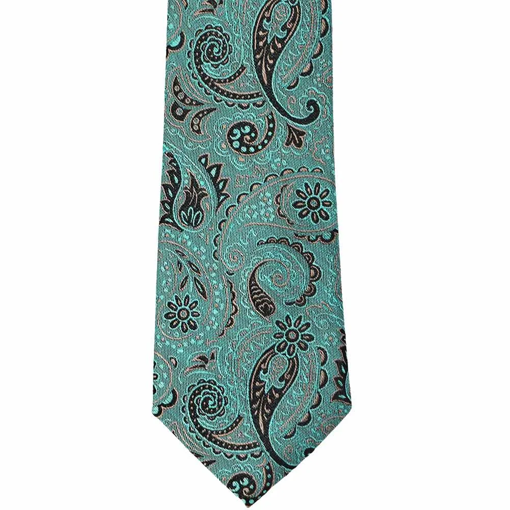 Teal Publicist Paisley Linen/Silk Necktie sold by TieMart product image thumbnail 2