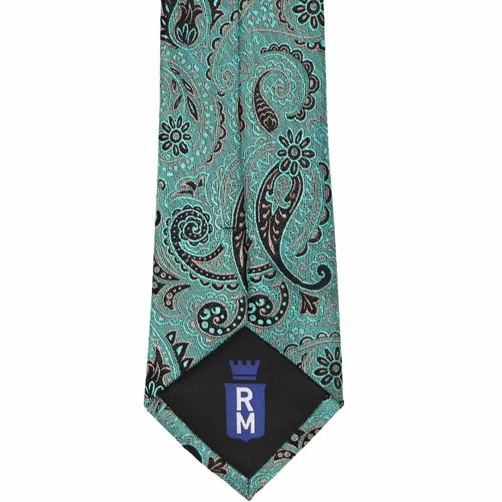 Teal Publicist Paisley Linen/Silk Necktie sold by TieMart product image thumbnail 4