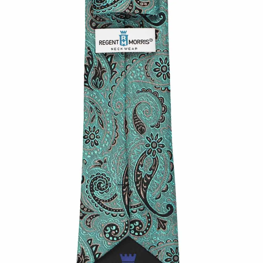 Teal Publicist Paisley Linen/Silk Necktie sold by TieMart product image thumbnail 3