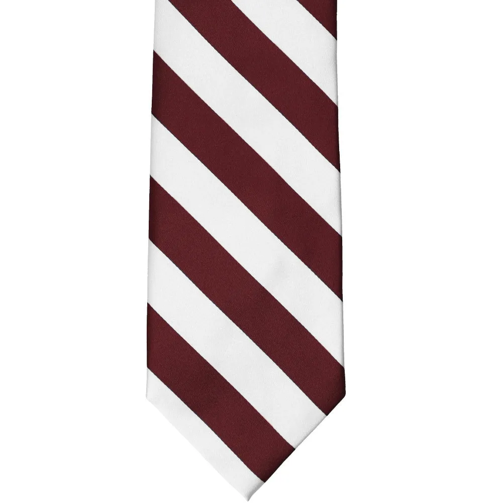 Burgundy and White Striped Tie sold by TieMart product image thumbnail 3