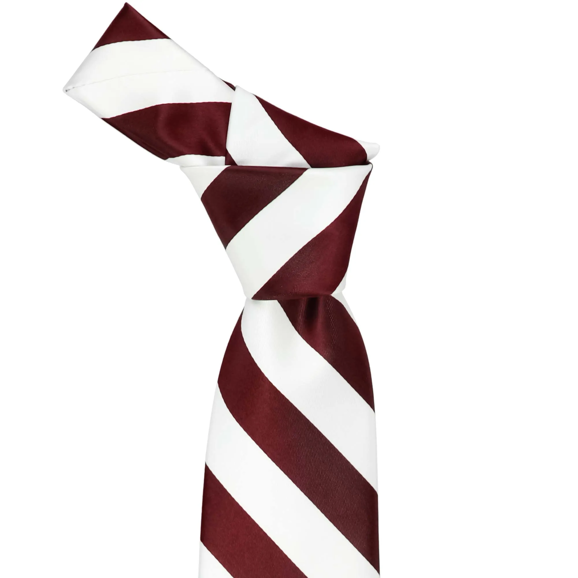 Burgundy and White Striped Tie sold by TieMart product image thumbnail 2