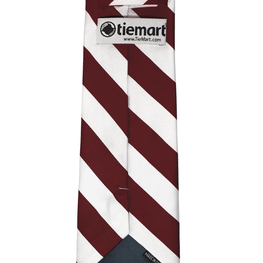 Burgundy and White Striped Tie sold by TieMart product image thumbnail 4