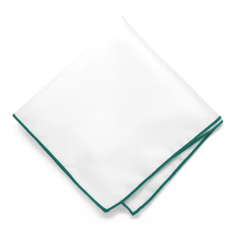 Jade Tipped White Pocket Square sold by TieMart