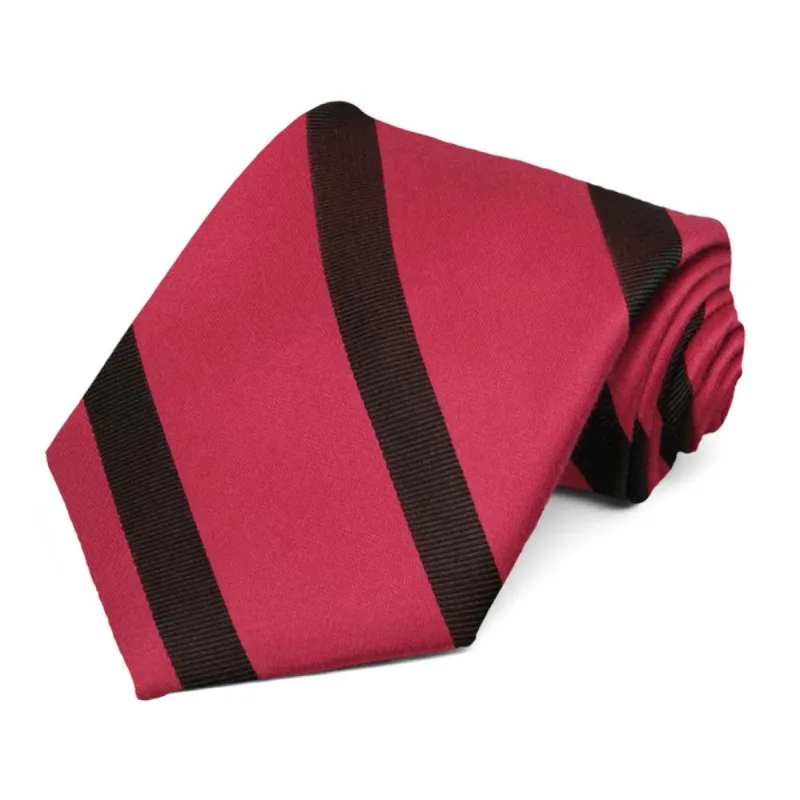 Red and Black Striped Cotton/Silk Necktie sold by TieMart