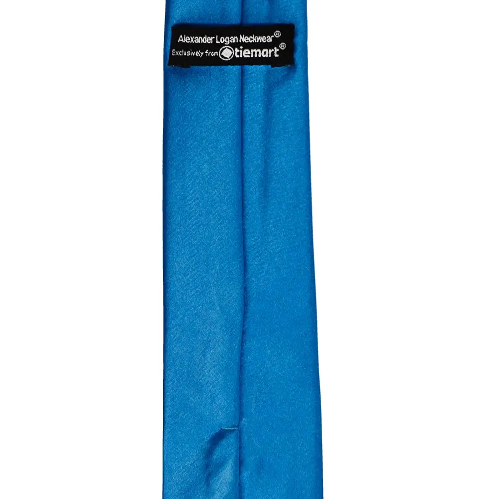 Azure Blue Slim Solid Color Necktie, 2.5" Width sold by TieMart product image thumbnail 3
