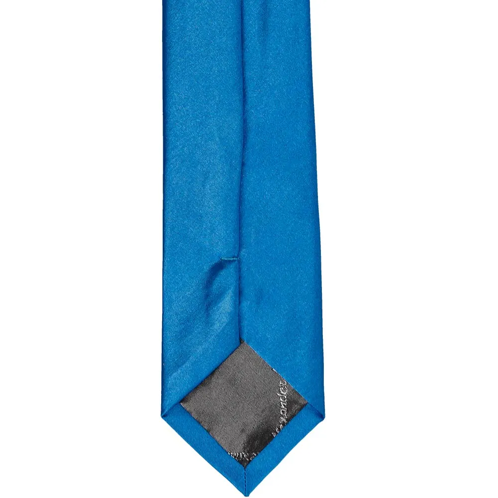 Azure Blue Slim Solid Color Necktie, 2.5" Width sold by TieMart product image thumbnail 4