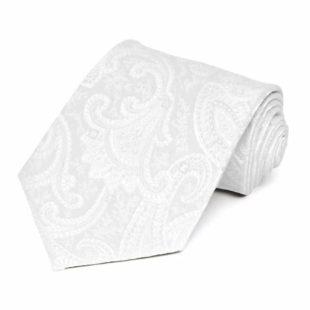 White Clara Paisley Necktie sold by TieMart