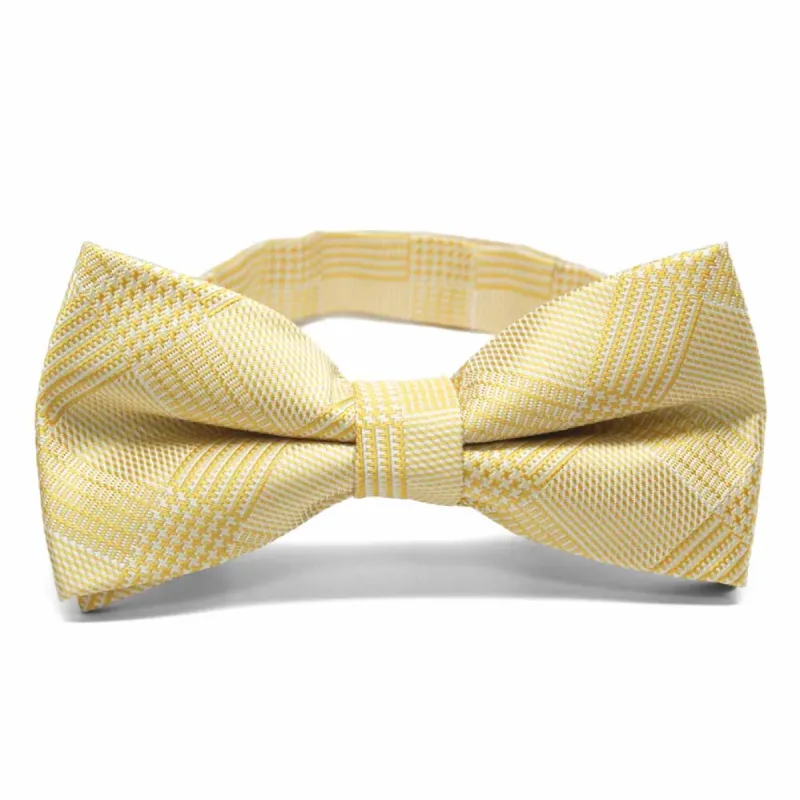 Sunflower Yellow Michael Glen Plaid Band Collar Bow Tie sold by TieMart