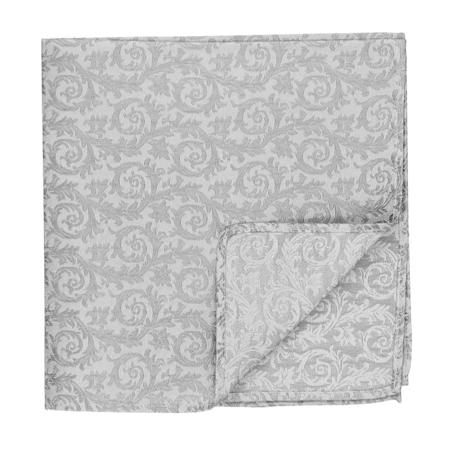 Light Silver Groom Floral Silk Pocket Square sold by TieMart product image thumbnail 2