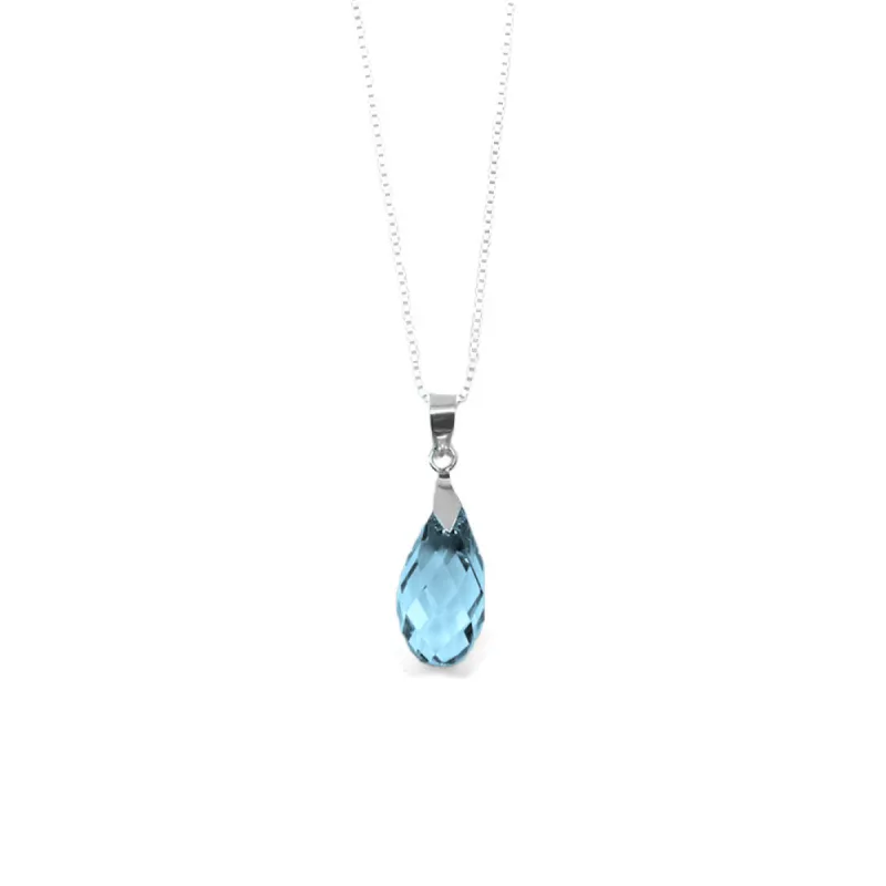 Pale Blue Briolette Crystal Necklace sold by TieMart